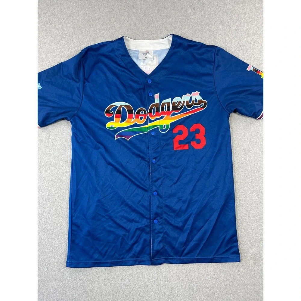 Los Angeles Dodgers Pride Night Jersey Mens XL Blue Jason Heyward  SGA